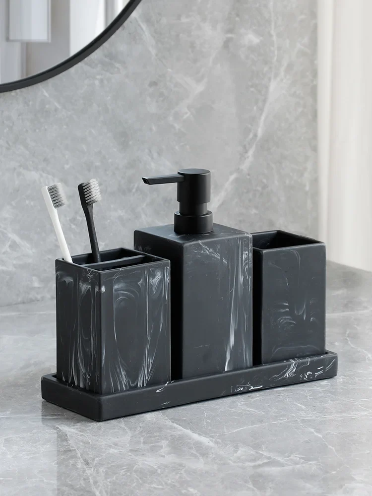Set salle de bain immitation marbre - 4 pièces