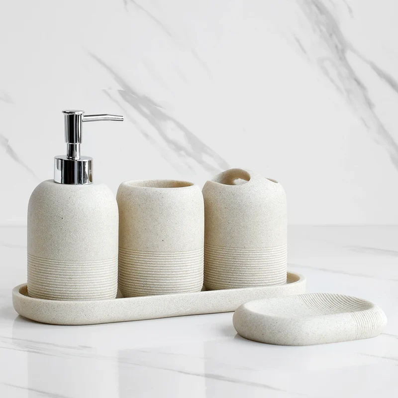 Set pour salle de bain en résine 5 pièces