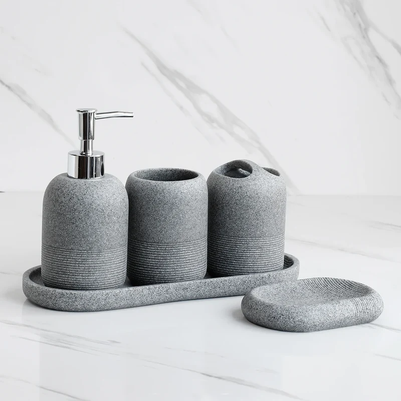 Set pour salle de bain en résine 5 pièces