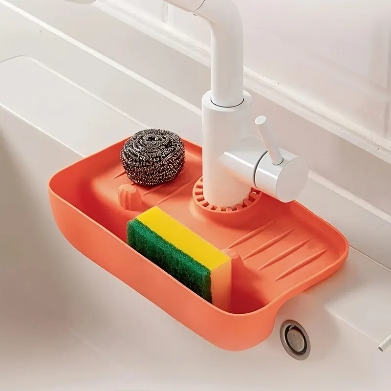 Porte éponge et égouttoir pour évier en silicone