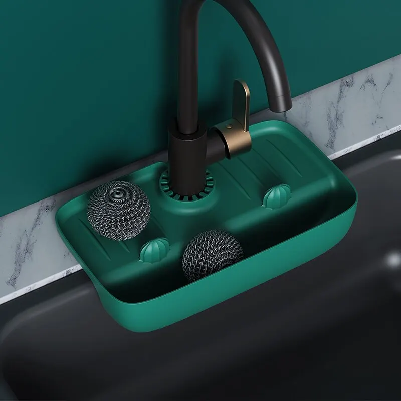 Porte éponge et égouttoir pour évier en silicone