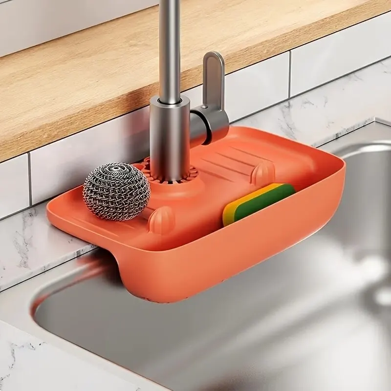 Porte éponge et égouttoir pour évier en silicone