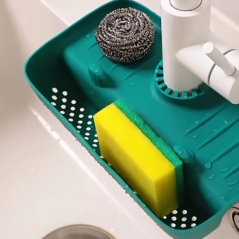 Porte éponge et égouttoir pour évier en silicone