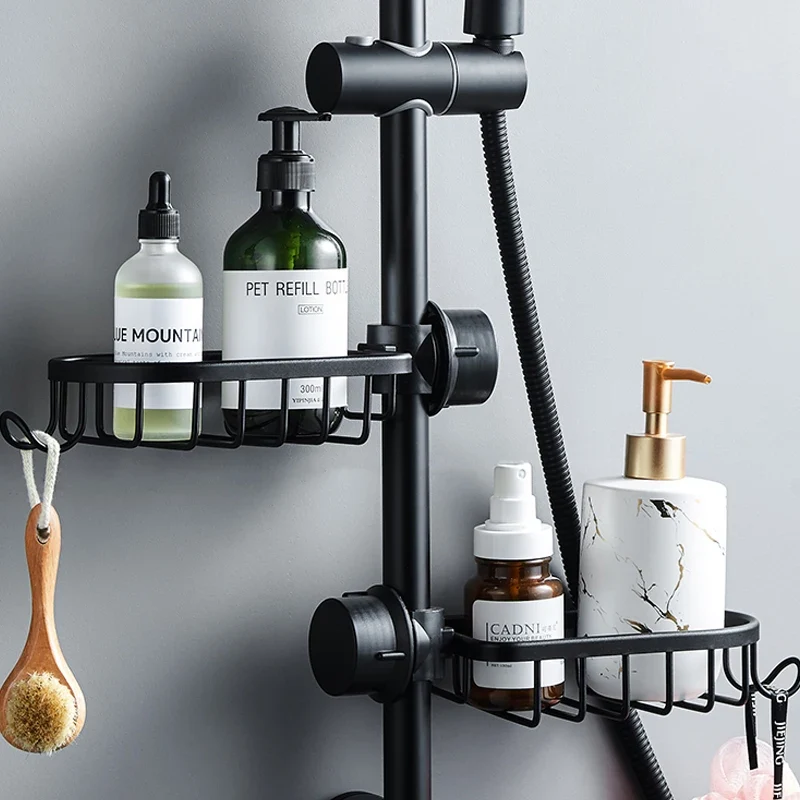 Porte savon sur barre de douche avec grille d'évacuation
