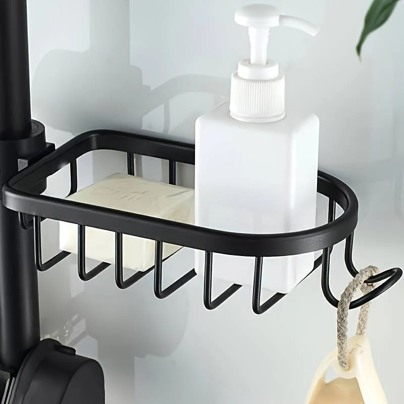 Porte savon sur barre de douche avec grille d'évacuation