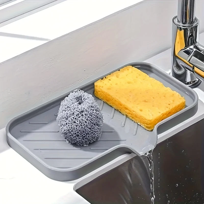 Porte savon en silicone avec écoulement pour évier
