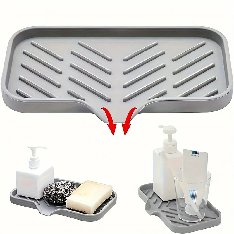Porte savon en silicone avec écoulement pour évier