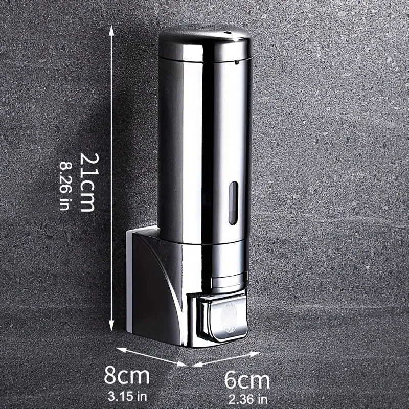 Distributeur de savon mural sans perçage gris métallisé