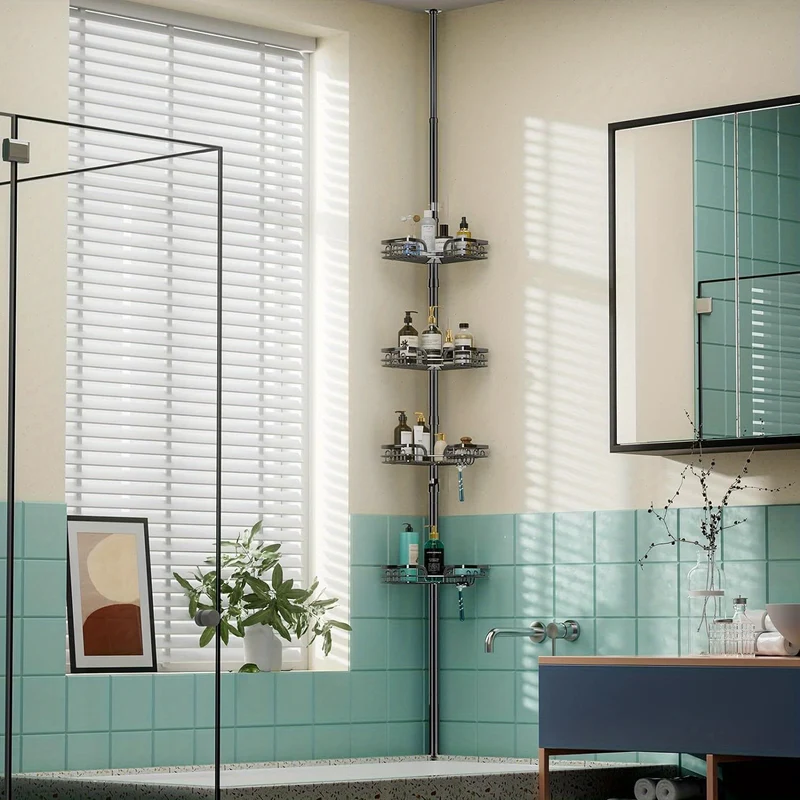 Etagère de douche en angle téléscopique