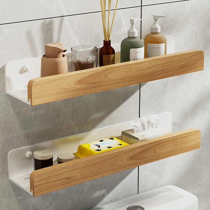 Etagère de douche droite en bois