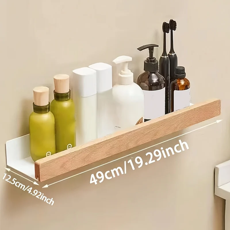 Etagère de douche droite en bois