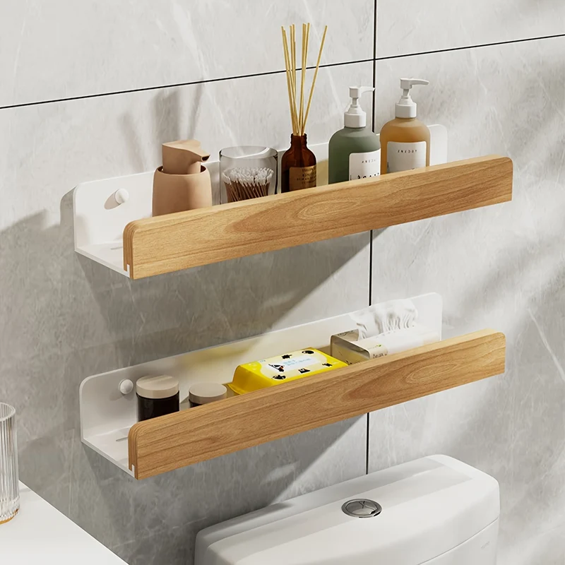 Etagère de douche droite en bois