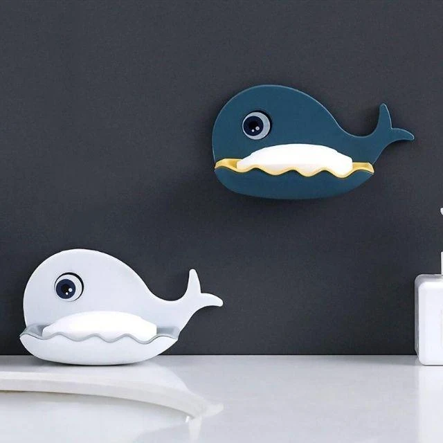Porte savon mural pour douche en forme de baleine