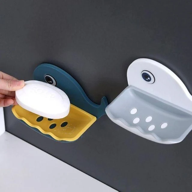 Porte savon mural pour douche en forme de baleine