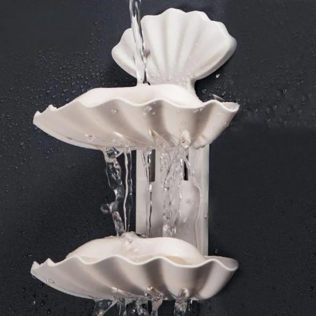 Porte savon douche mural coquillage double support