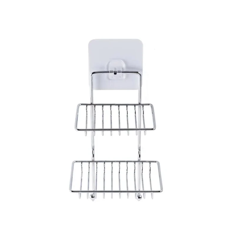 Porte savon mural double rangement avec crochet