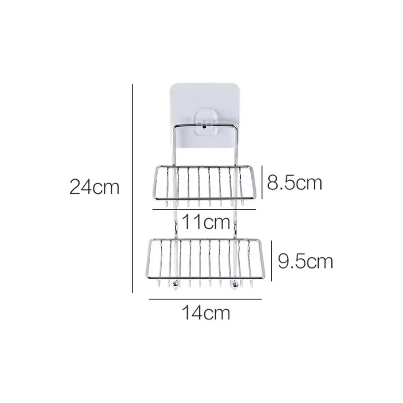 Porte savon mural double rangement avec crochet