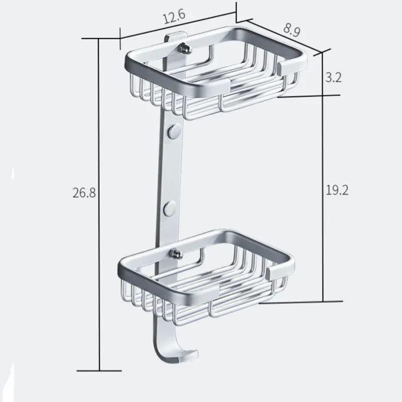 Porte savon mural aluminium double support vertical