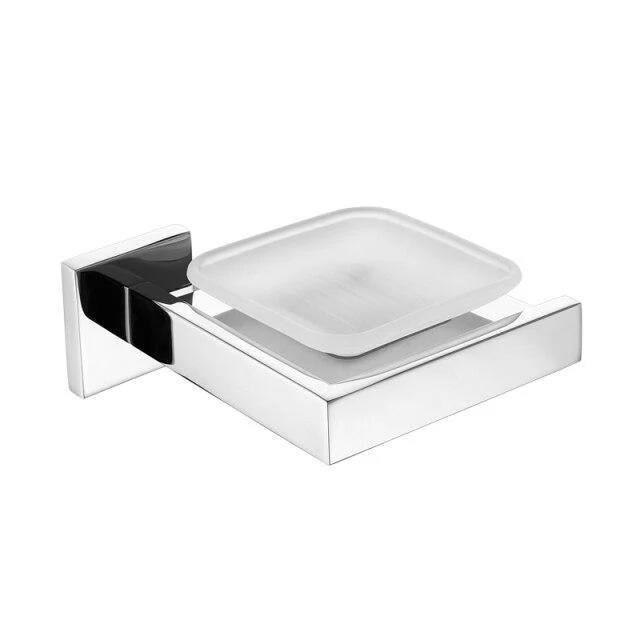 Porte savon mural carré en inox et verre