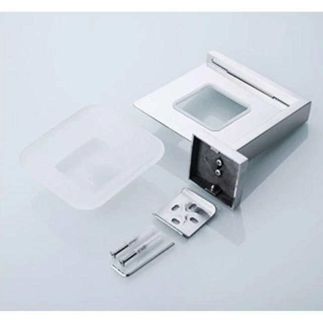 Porte savon mural carré en inox et verre
