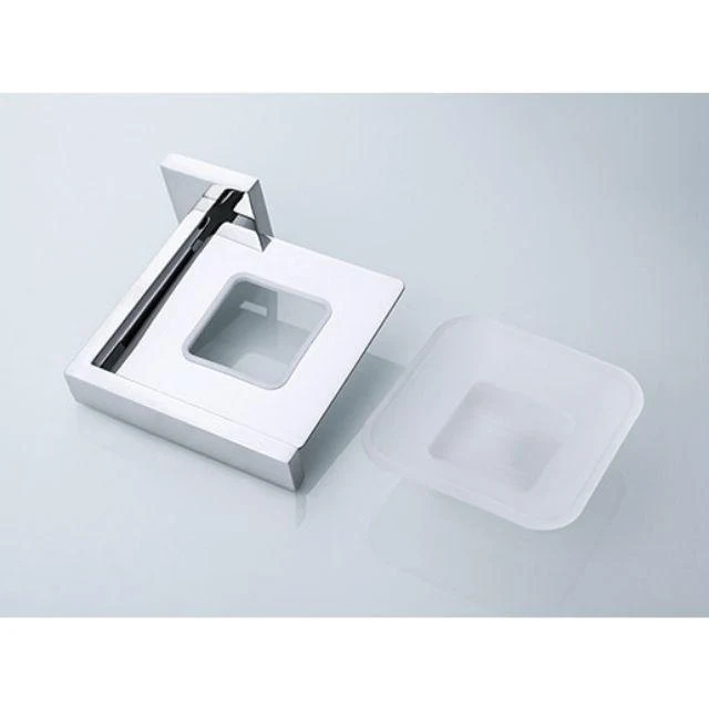 Porte savon mural carré en inox et verre