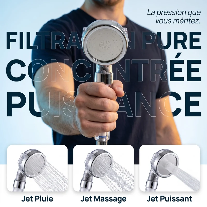 Pommeau de douche transparent filtrant