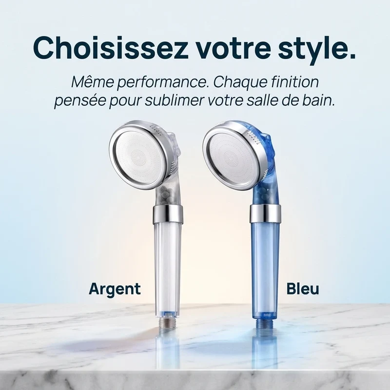 Pommeau de douche transparent filtrant