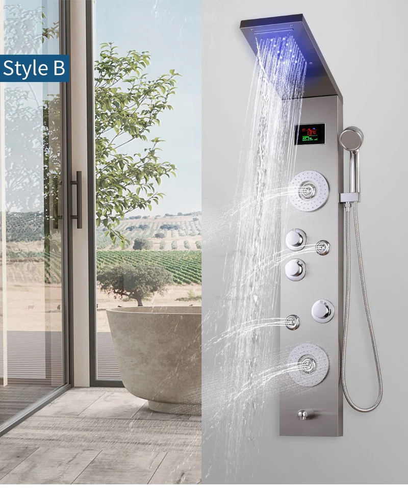 RainWall Doucheset - RVS Wanddouchepaneel Thermostatische Regendouche | Ymonde