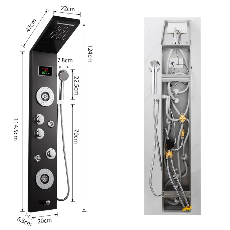 RainWall Doucheset - RVS Wanddouchepaneel Thermostatische Regendouche | Ymonde