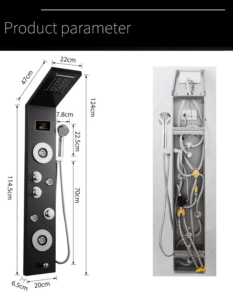 RainWall Doucheset - RVS Wanddouchepaneel Thermostatische Regendouche | Ymonde