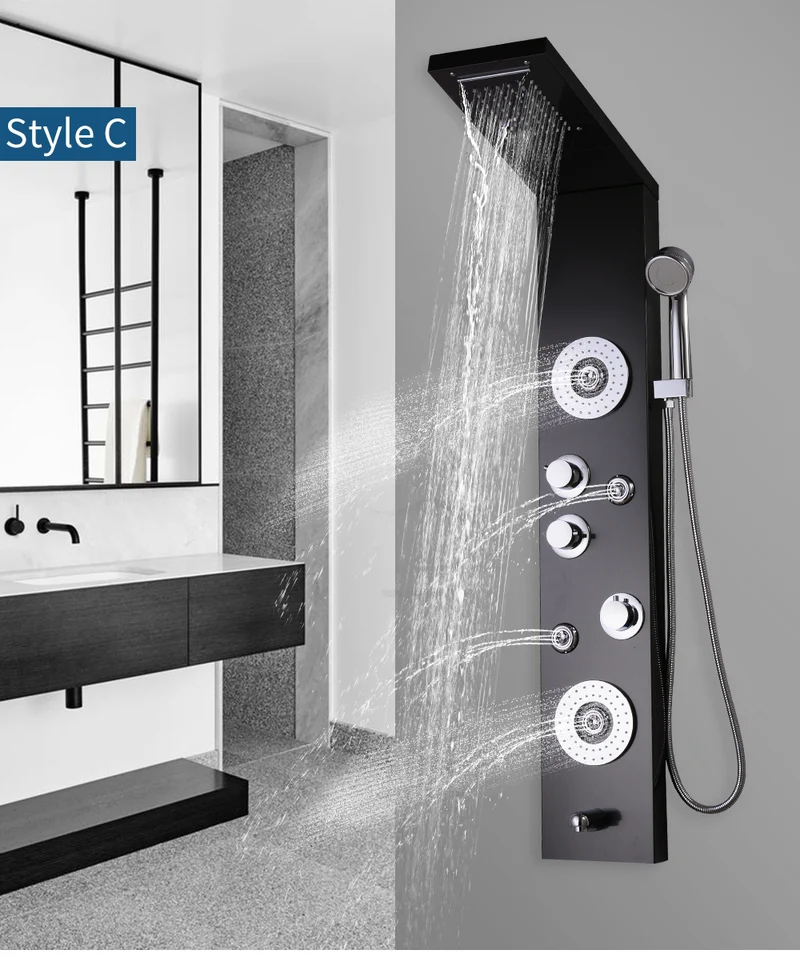 RainWall Doucheset - RVS Wanddouchepaneel Thermostatische Regendouche | Ymonde