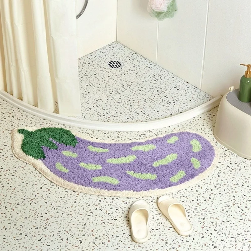 EggplantLuxe Badmat – Boogvormig & Antislip Microvezel | Ymonde