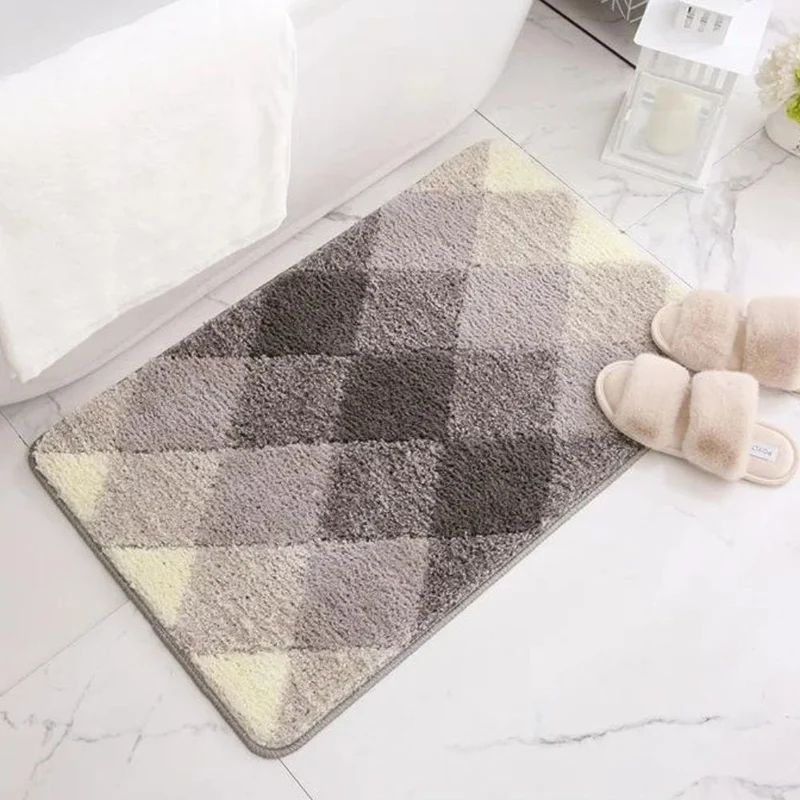 CheckWave Badmat – Geruit Design & Antislip Comfort | Ymonde