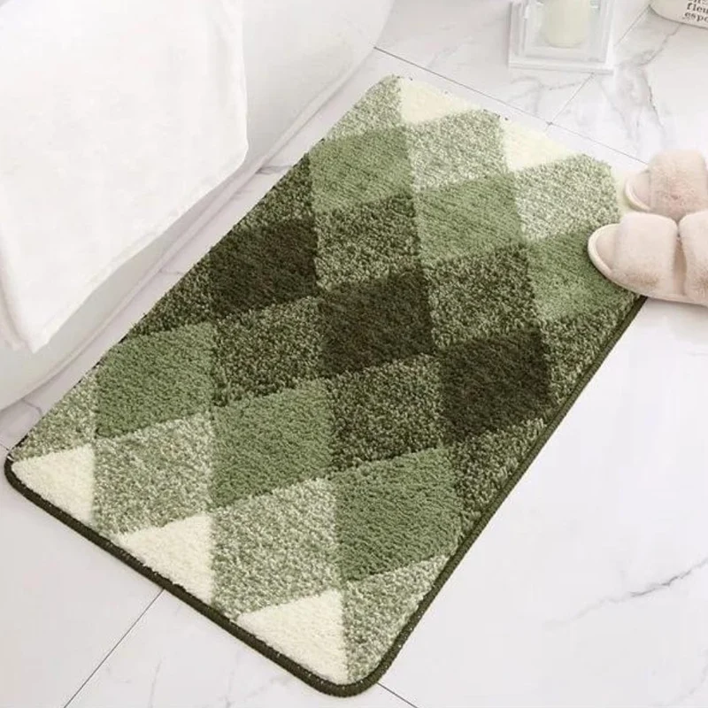 CheckWave Badmat – Geruit Design & Antislip Comfort | Ymonde