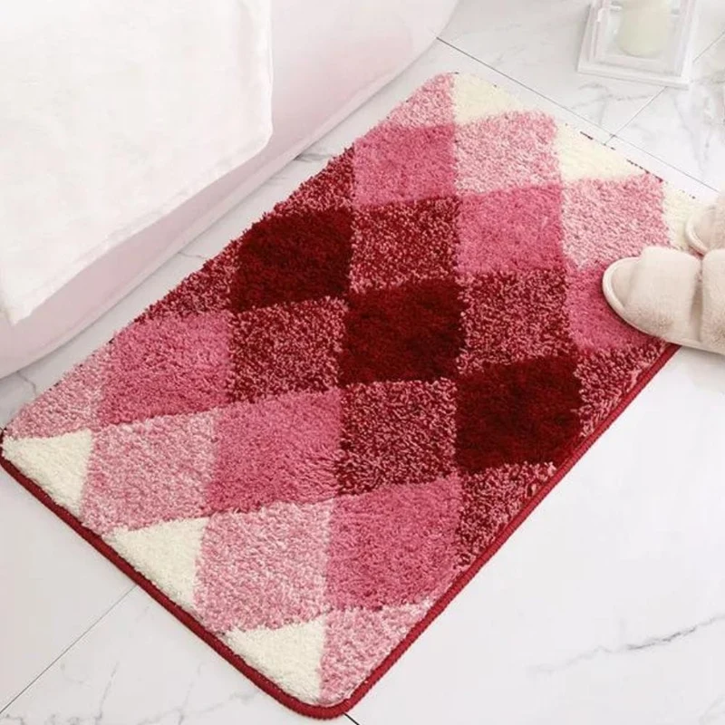 CheckWave Badmat – Geruit Design & Antislip Comfort | Ymonde