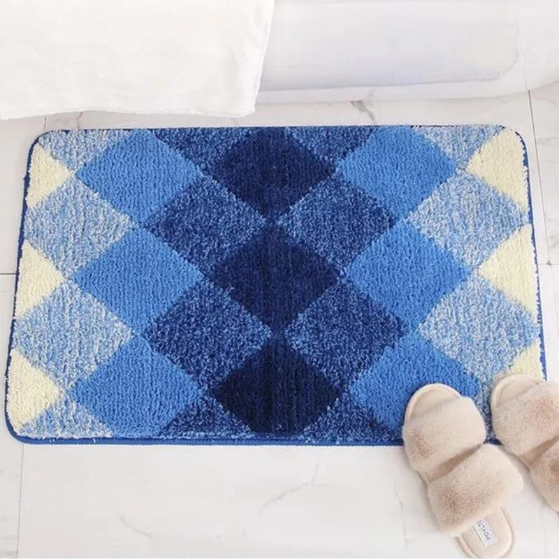 CheckWave Badmat – Geruit Design & Antislip Comfort | Ymonde