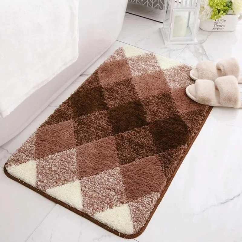 CheckWave Badmat – Geruit Design & Antislip Comfort | Ymonde