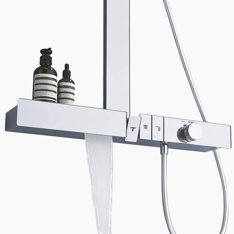 ChromeFlow Opbouw Regendouche - Thermostatische Doucheset Chroom | Ymonde