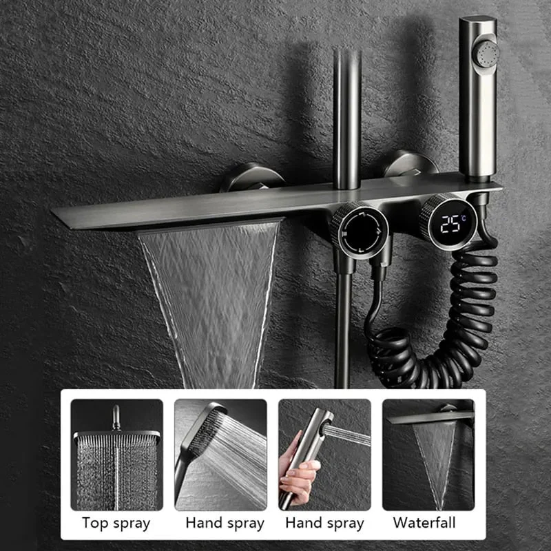 AquaLuxe 3-in-1 Doucheset - Inbouw Regendouche Metaalgrijs | Ymonde
