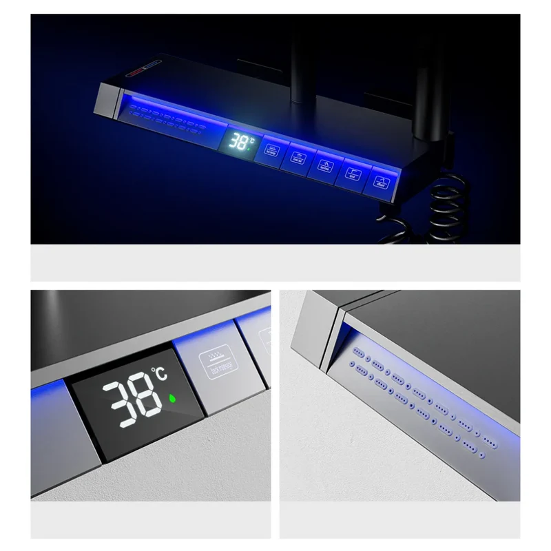 AquaSense Doucheset - Grijze Smart Regendouche Digitaal Display | Ymonde