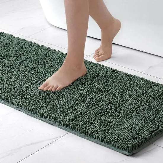 MossLine Badmat - Chenille Antislip 45x120 Mosgroen | Ymonde