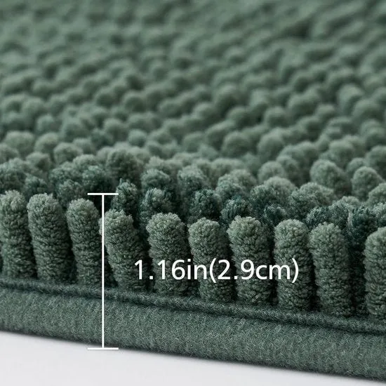 MossLine Badmat - Chenille Antislip 45x120 Mosgroen | Ymonde