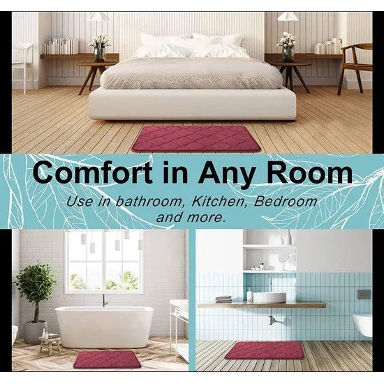 RubyNest Badmat - Traagschuim Microvezel 50x80 Bordeauxrood | Ymonde