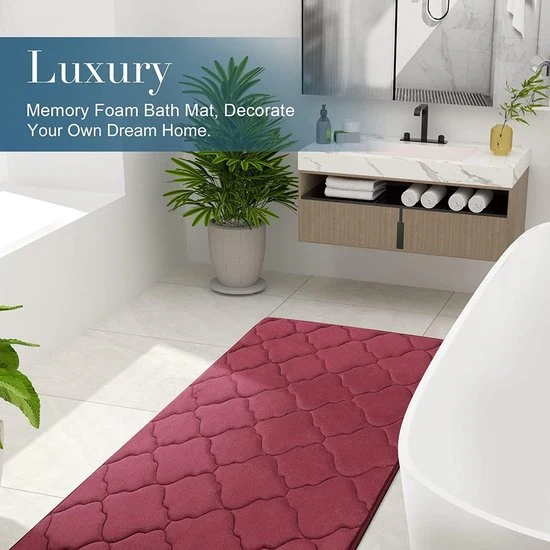 RubyNest Badmat - Traagschuim Microvezel 50x80 Bordeauxrood | Ymonde