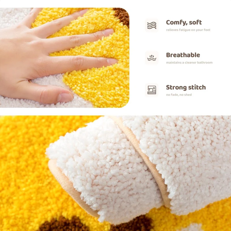 Sunny Egg Badmat - Antislip Zachte Microvezel 50x80 | Ymonde