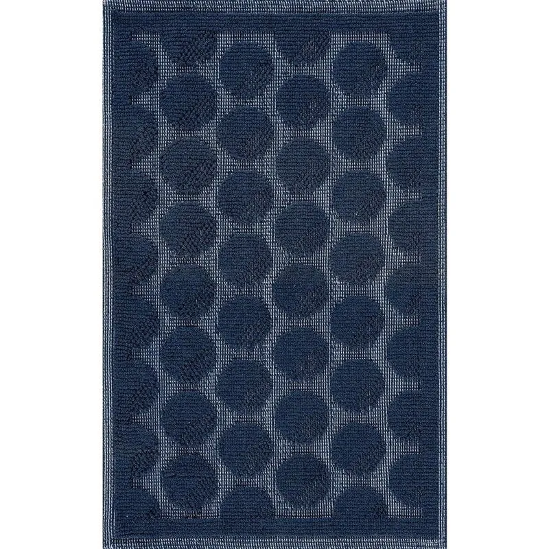 Donkerblauwe Badmat met Stippen – Katoen & Antislip | Ymonde®