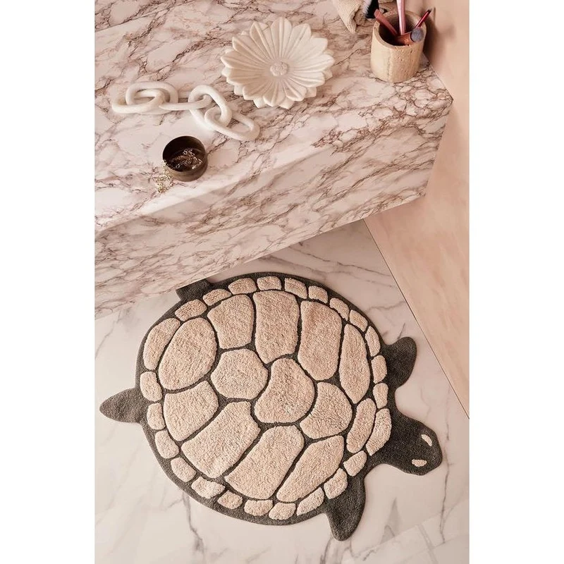 Schildpad Badmat 75×98 cm Beige – Grote Speelse Badmat | Ymonde®