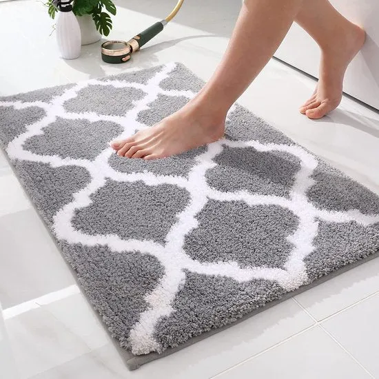 Hoogpolige Badmat 50×80 cm Grijs – Antislip & Ultra Zacht | Ymonde®