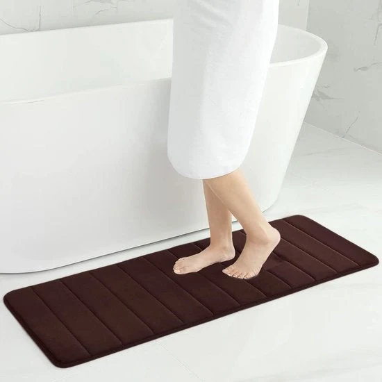 Lange Badmat Traagschuim Koffiebruin – Antislip & Ultra Zacht | Ymonde®