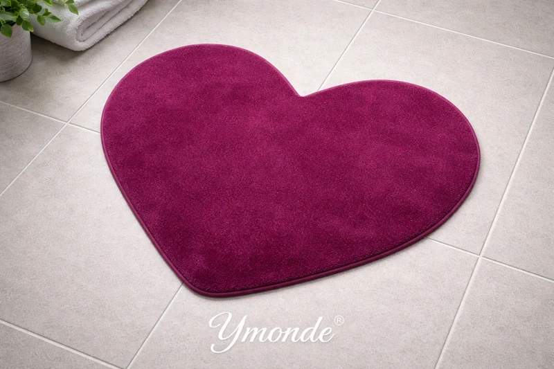 Badmat 70×80 cm Pruimpaars Hartje – Absorberend & Antislip | Ymonde®